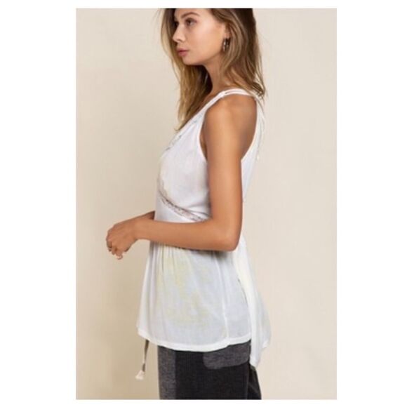 BAYSIDE Summer Drop" Knit Sleeveless Top W/ Lace - Picture 12 of 16